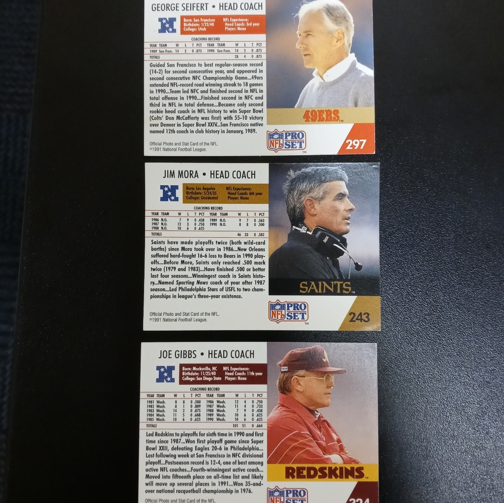 NFL Pro Set Trading Cards - 4 Coaches